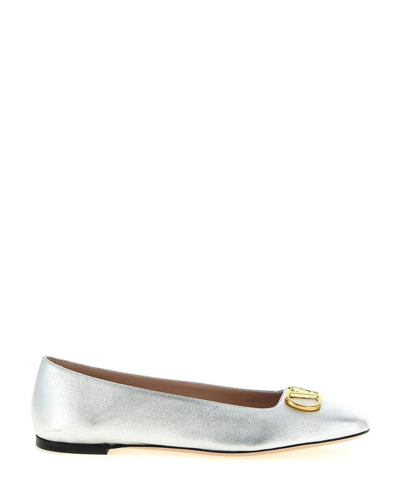 Valentino Garavani Flats in silver, Lamb Leather