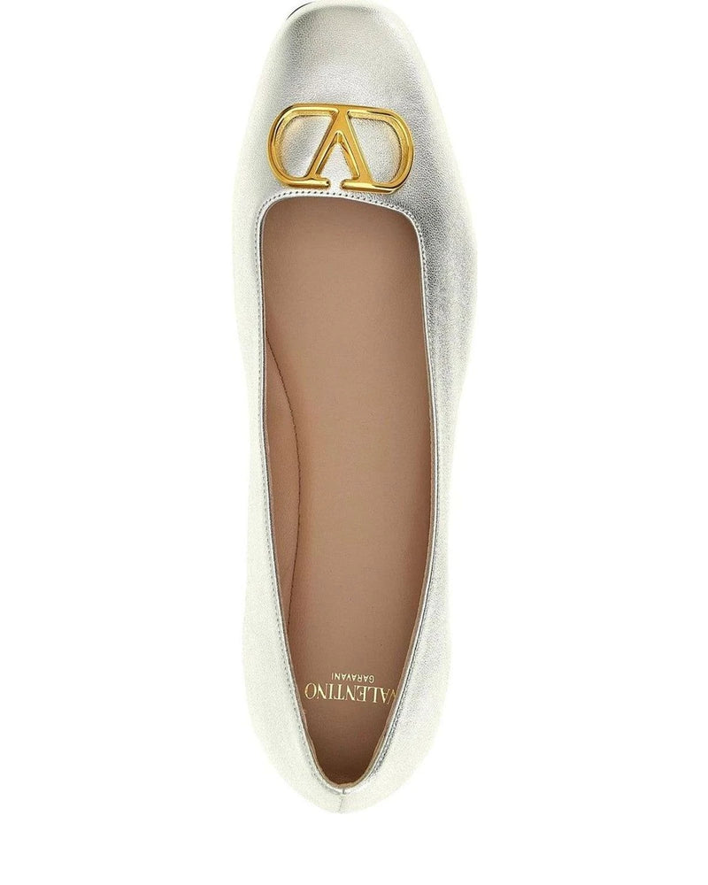 Valentino Garavani Flats in silver, Lamb Leather — view 4