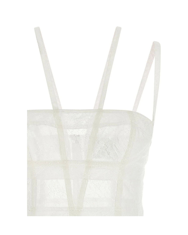 White Polyamide Short Dress 