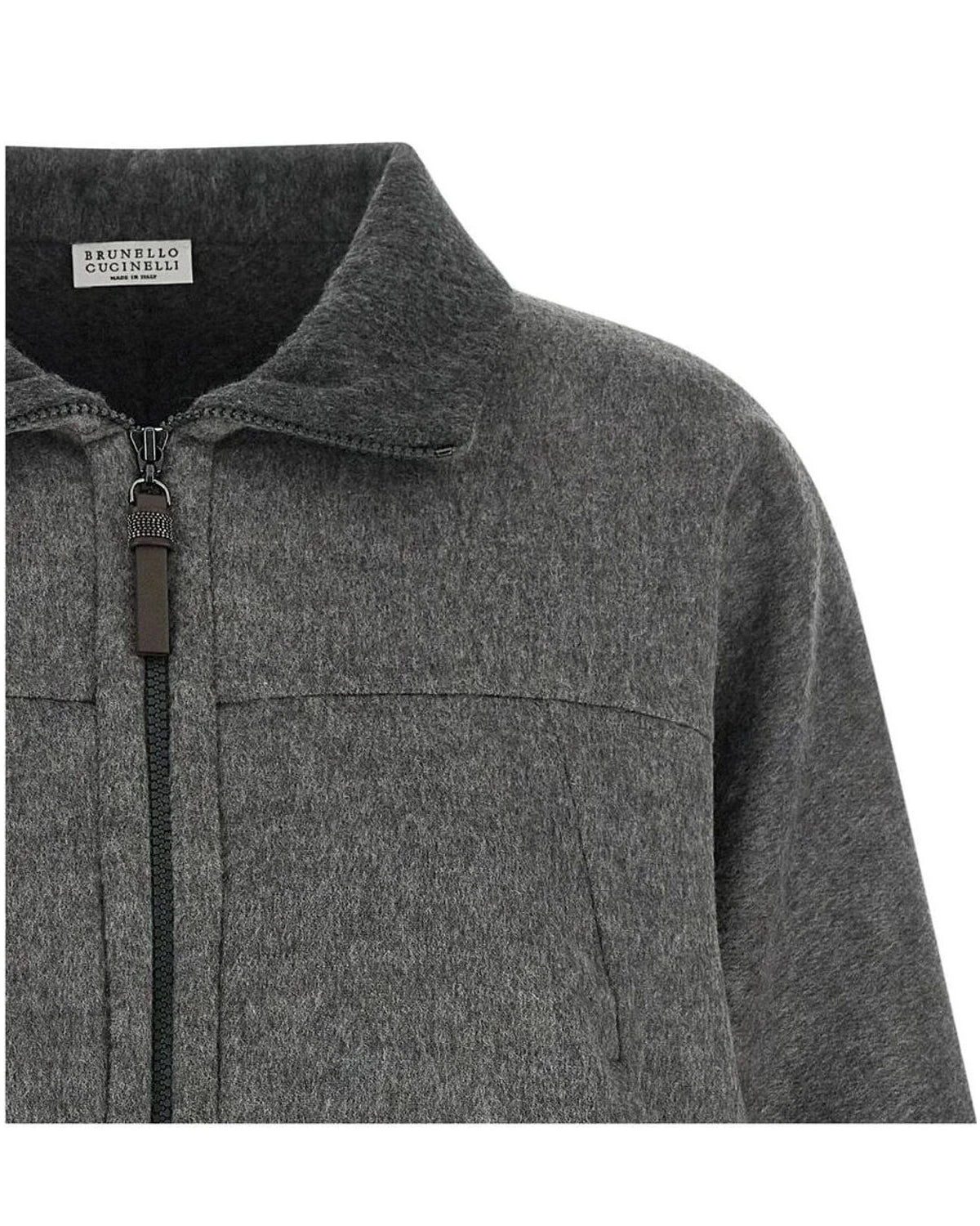 Brunello Cucinelli Bolero Jacket in gray, Virgin Wool — view 3