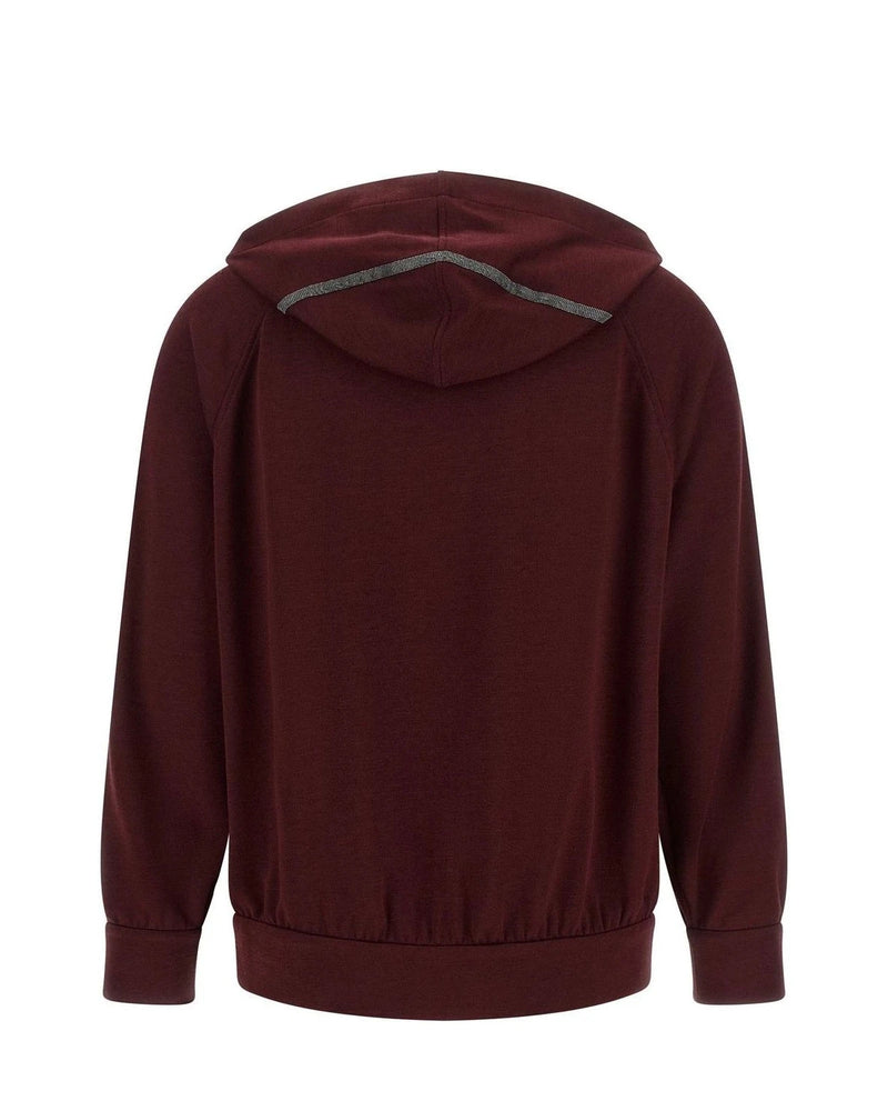 Brunello Cucinelli Hoodie in red, Cotton — view 2