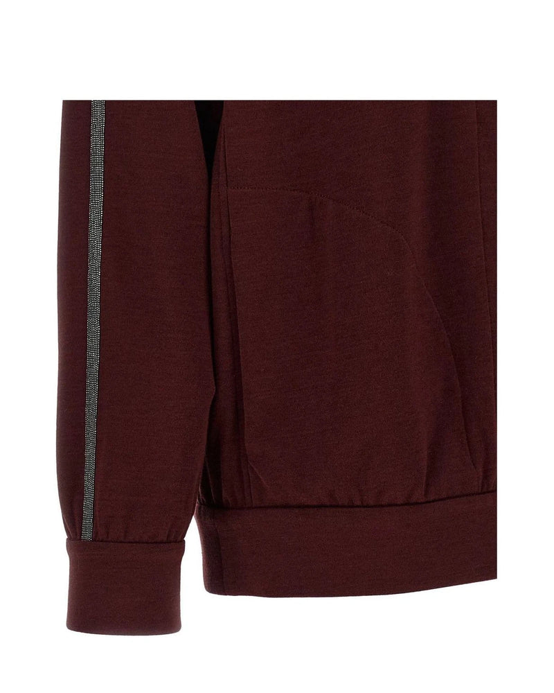Brunello Cucinelli Hoodie in red, Cotton — view 5