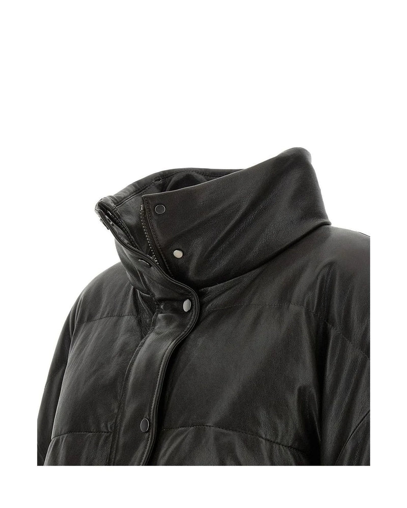 Brunello Cucinelli Puffer Jacket in brown, Lamb Leather — view 5
