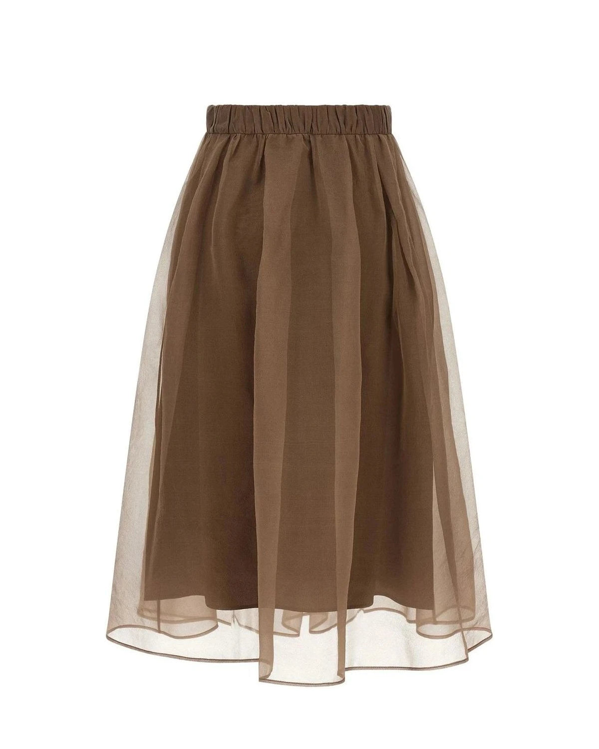 Brunello Cucinelli Skirt in brown, Silk — view 2