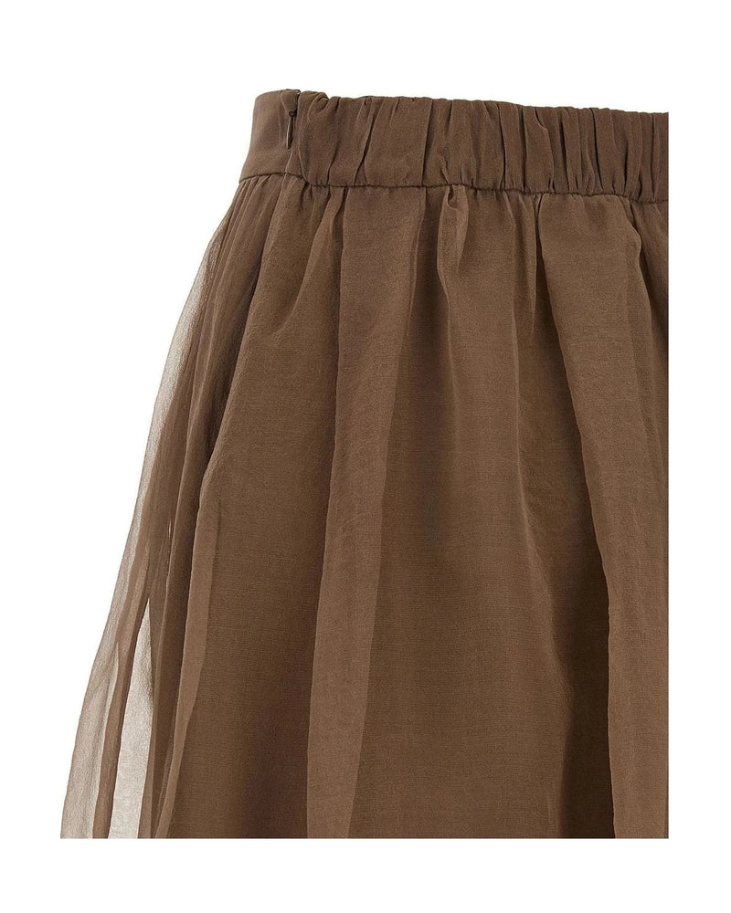 Brunello Cucinelli Skirt in brown, Silk — view 4
