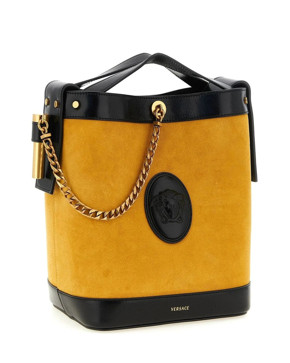 Versace Bucket Bag in yellow, Calfskin Leather — view 3