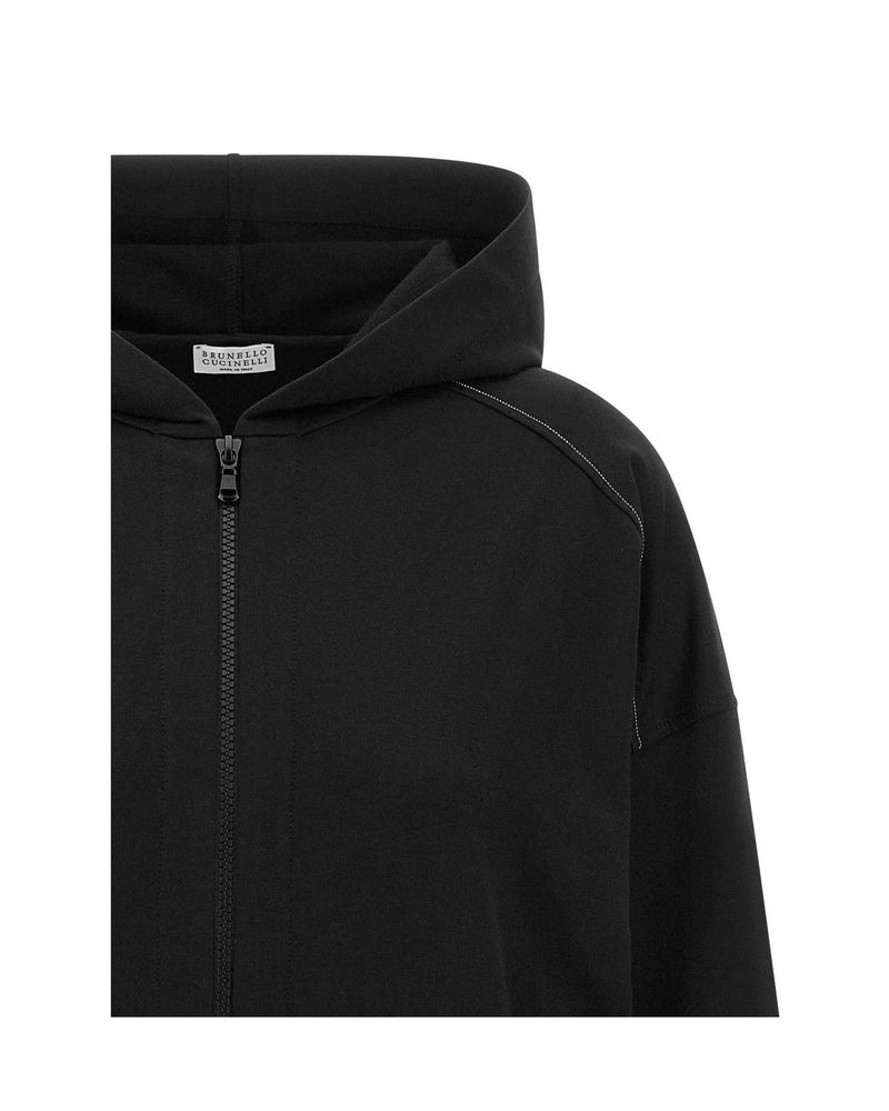 Brunello Cucinelli Hoodie in black, Cotton — view 3