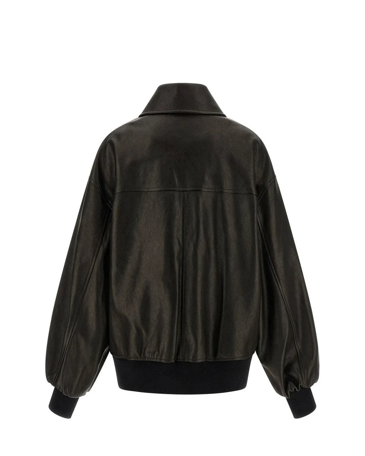 Khaite Bomber Jacket in black, Lamb Leather — view 2