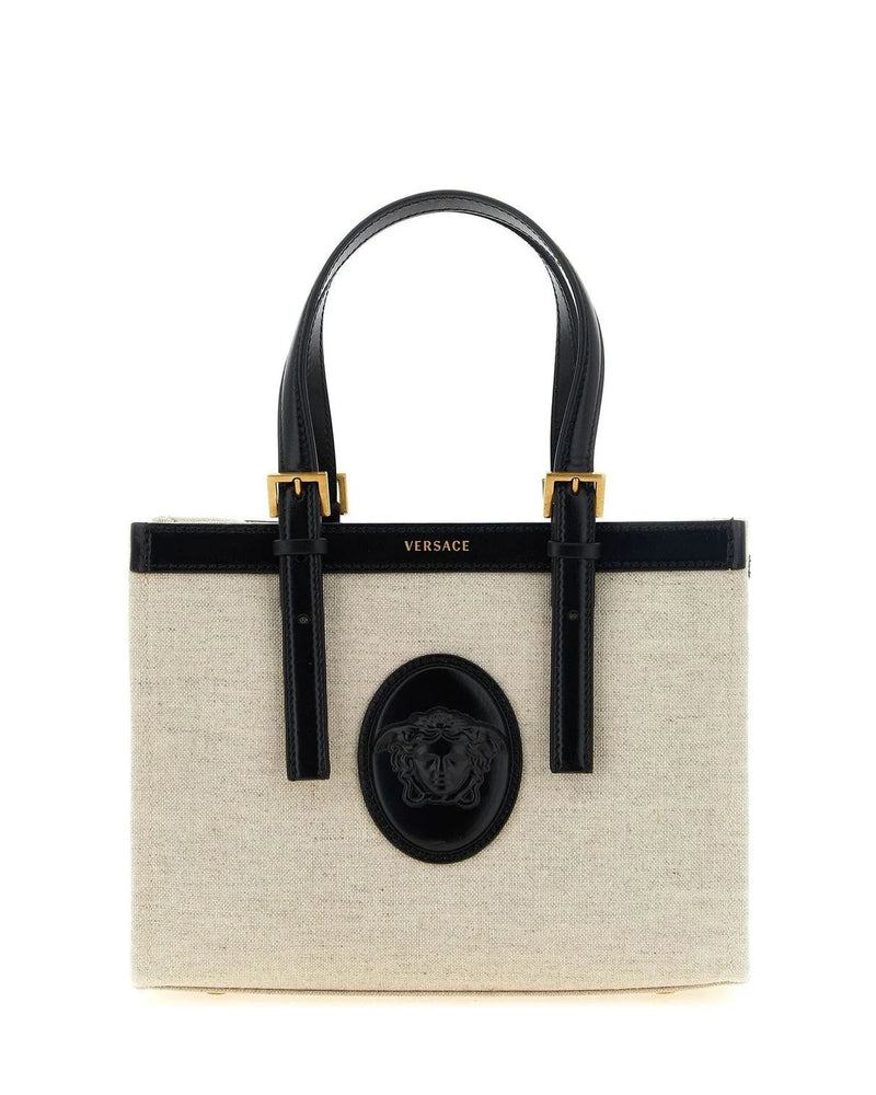 Versace Satchel Bag in beige, Linen