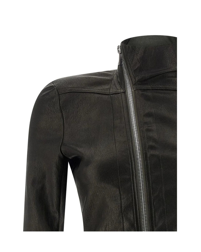 Rick Owens Trucker Jacket in black, Lamb Leather — view 3