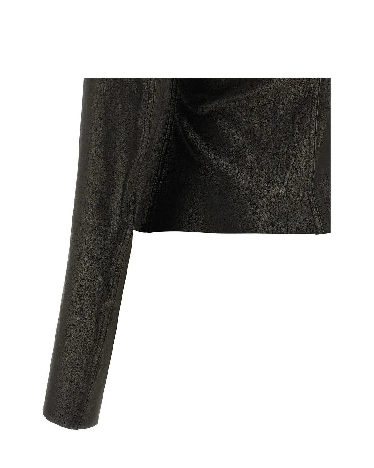 Rick Owens Trucker Jacket in black, Lamb Leather — view 4