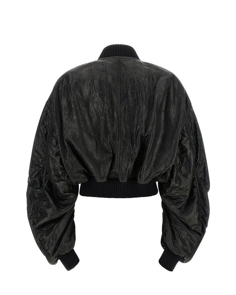 Rick Owens Bomber Jacket in black, Lamb Leather — view 2