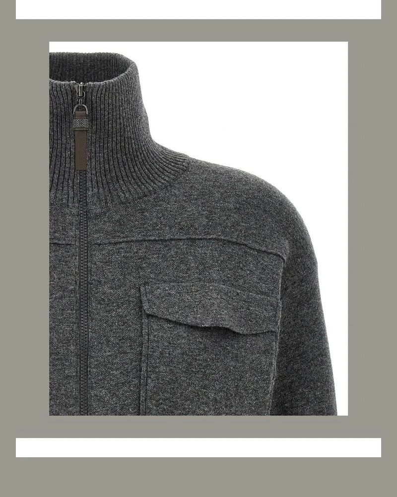 Brunello Cucinelli Cardigan in gray, Wool — view 3