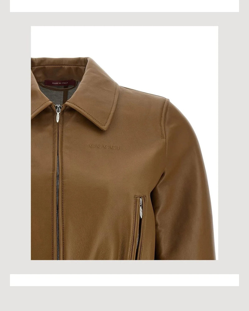 Gucci Bomber Jacket in beige, Lamb Leather — view 3