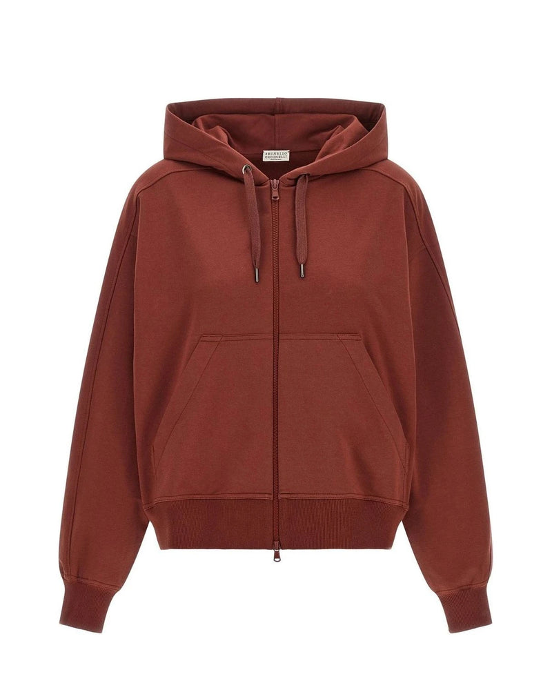 Brunello Cucinelli Hoodie in red, Cotton