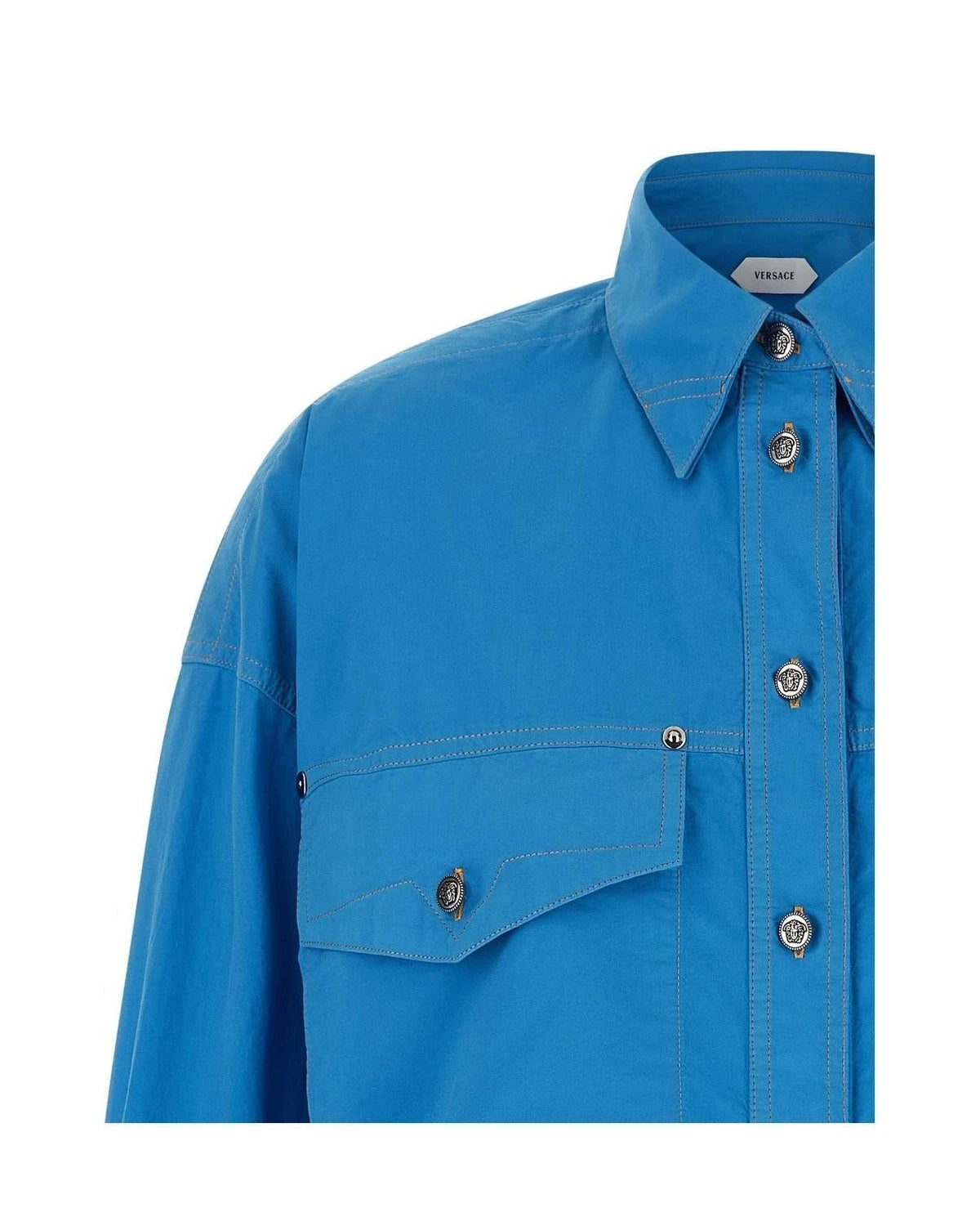 Versace Dress Shirt in blue, Cotton — view 3