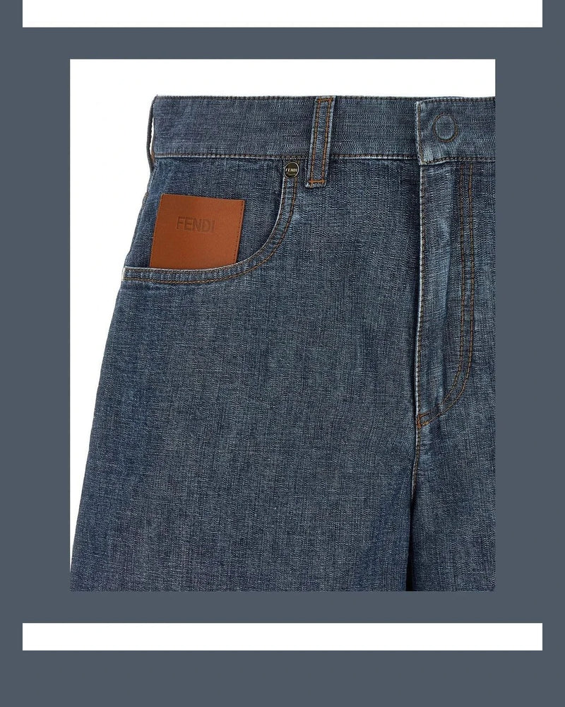 Fendi Denim Short in blue, Cotton — view 3