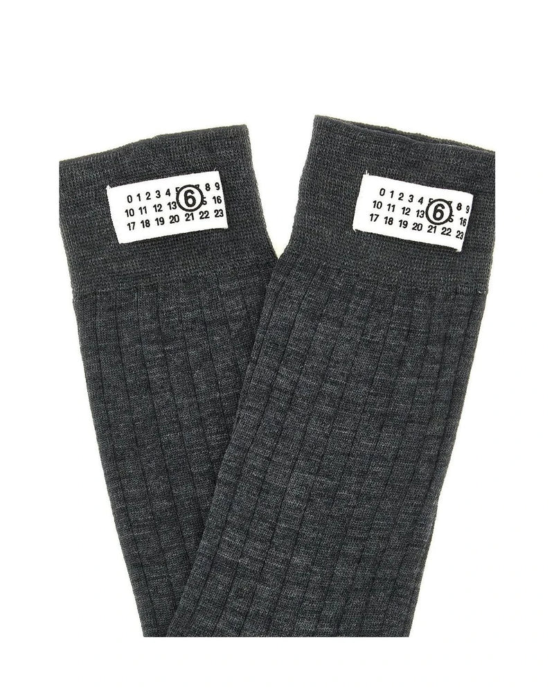 MM6 Maison Margiela Crew Sock in gray, Wool — view 3