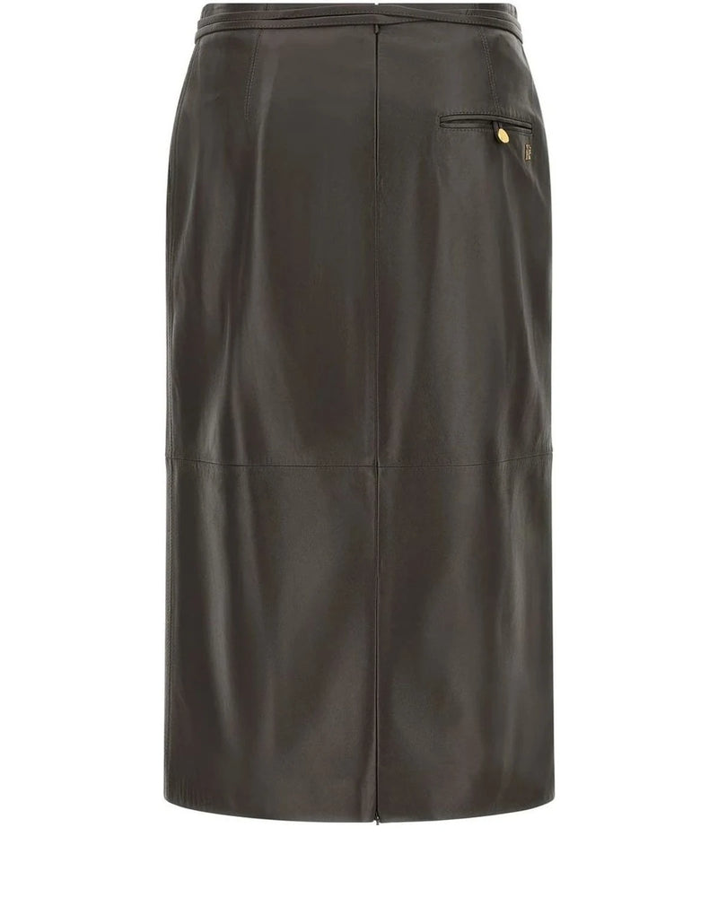Alberta Ferretti Skirt in brown, Lamb Leather — view 2