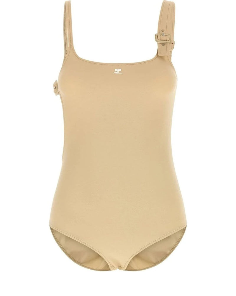 Courrèges Bodysuit in beige, Polyamide