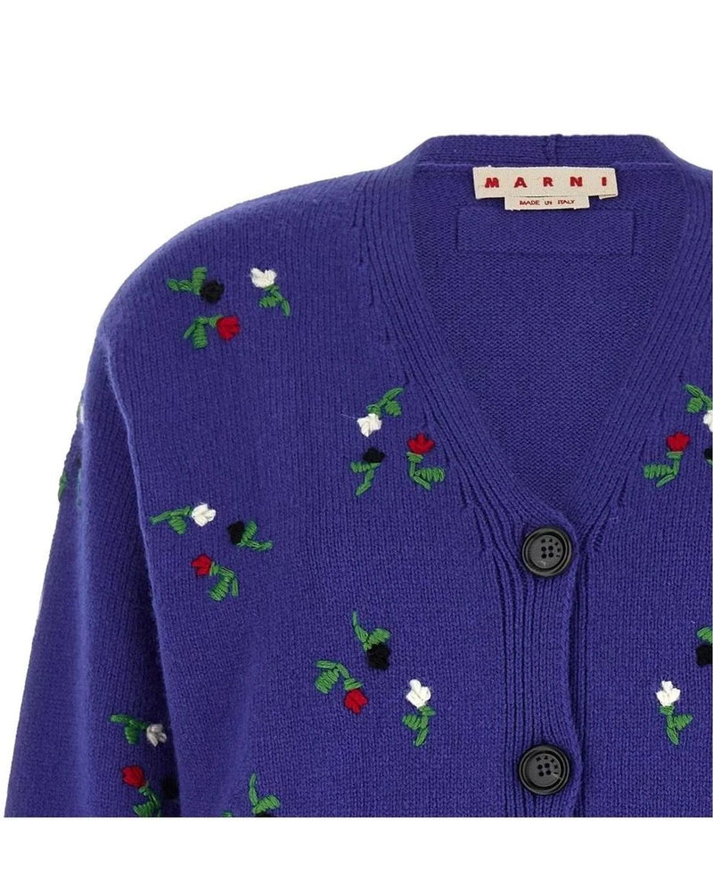 Marni Cardigan in blue, Virgin Wool — view 3