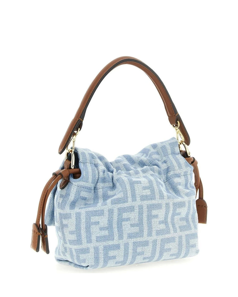 Fendi Baguette Handbag in blue, Cotton — view 2