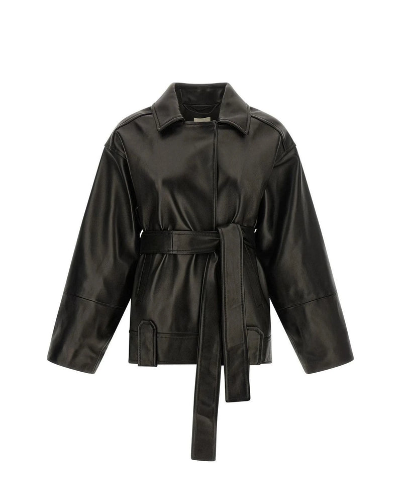 Khaite Trucker Jacket in black, Lamb Leather