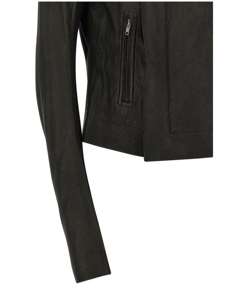 Rick Owens Trucker Jacket in black, Lamb Leather — view 4