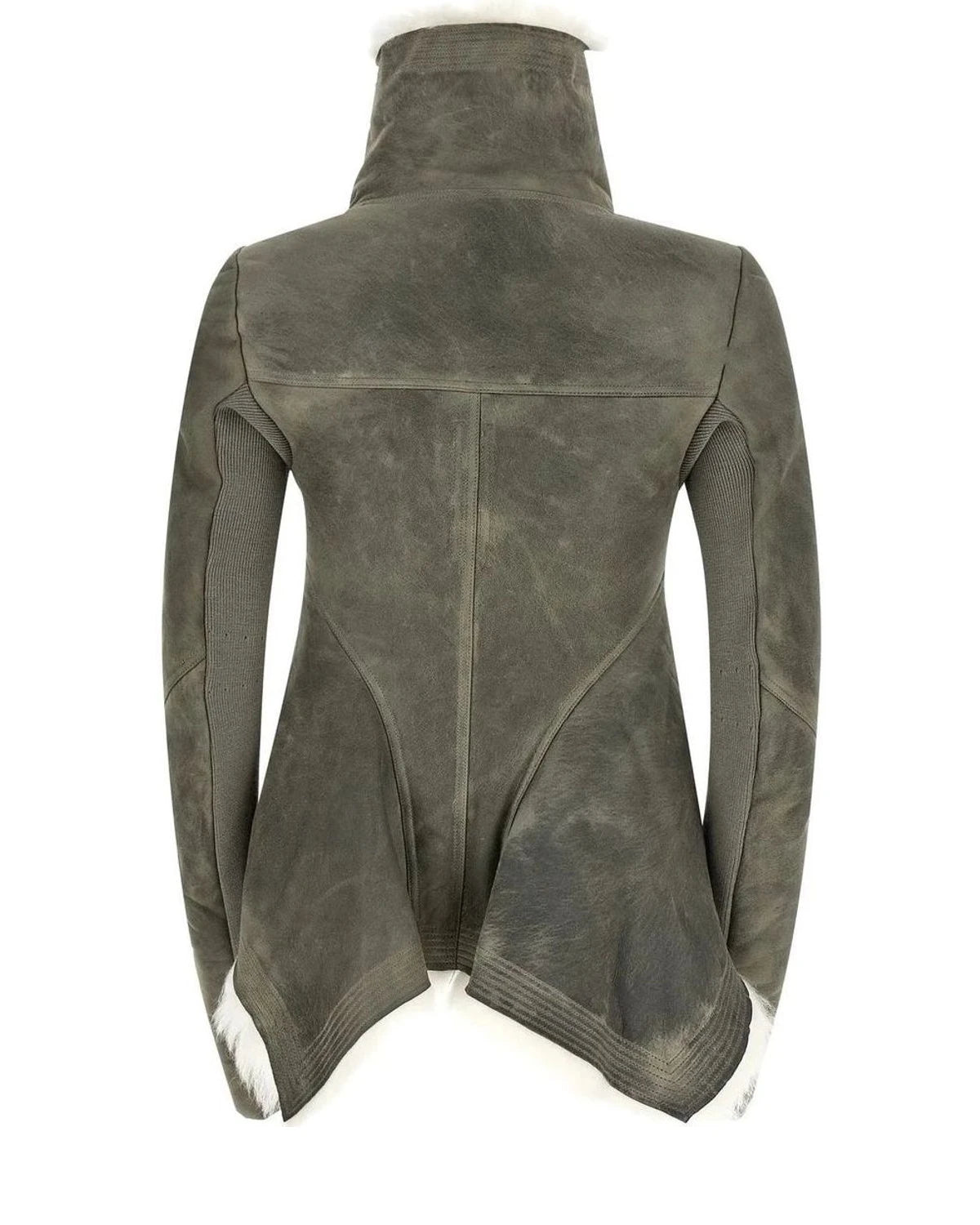 Rick Owens Trucker Jacket in gray, Lamb Fur — view 2