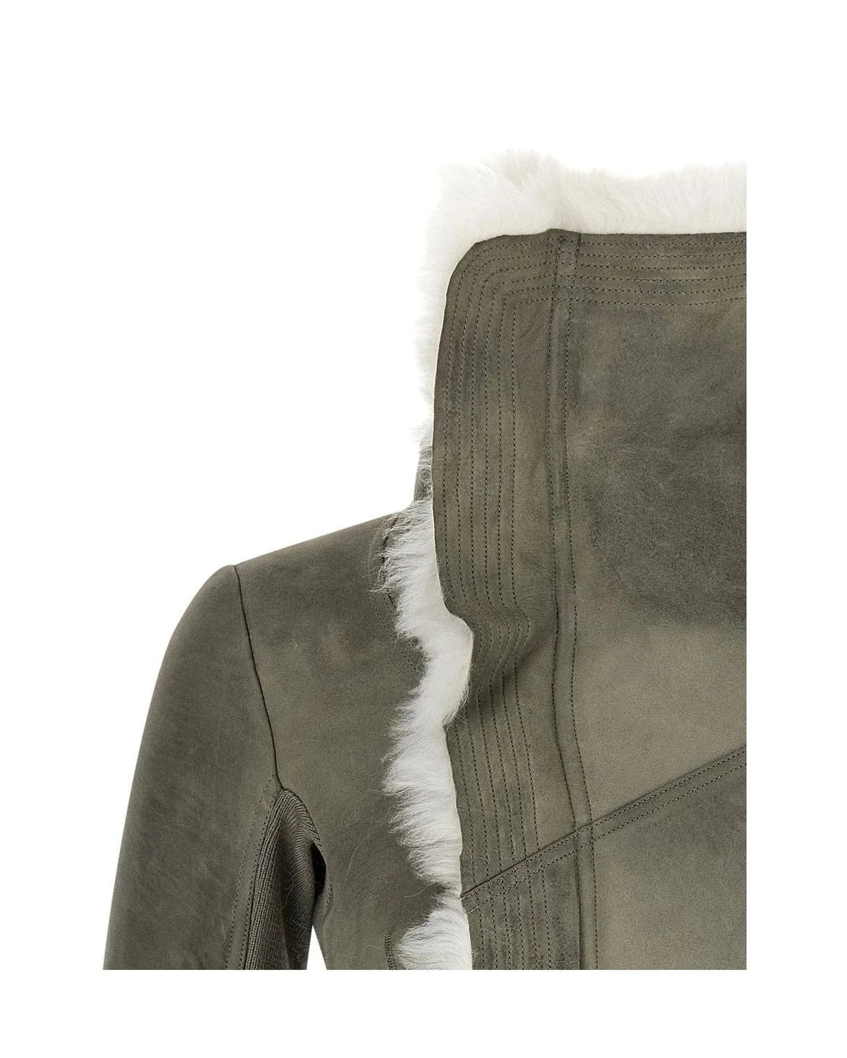 Rick Owens Trucker Jacket in gray, Lamb Fur — view 3