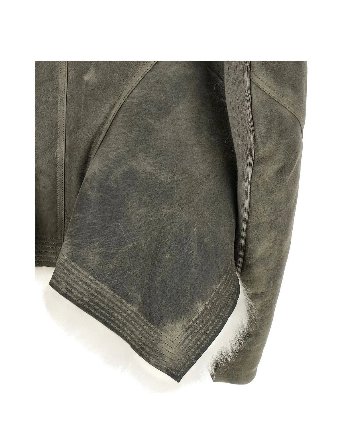 Rick Owens Trucker Jacket in gray, Lamb Fur — view 4