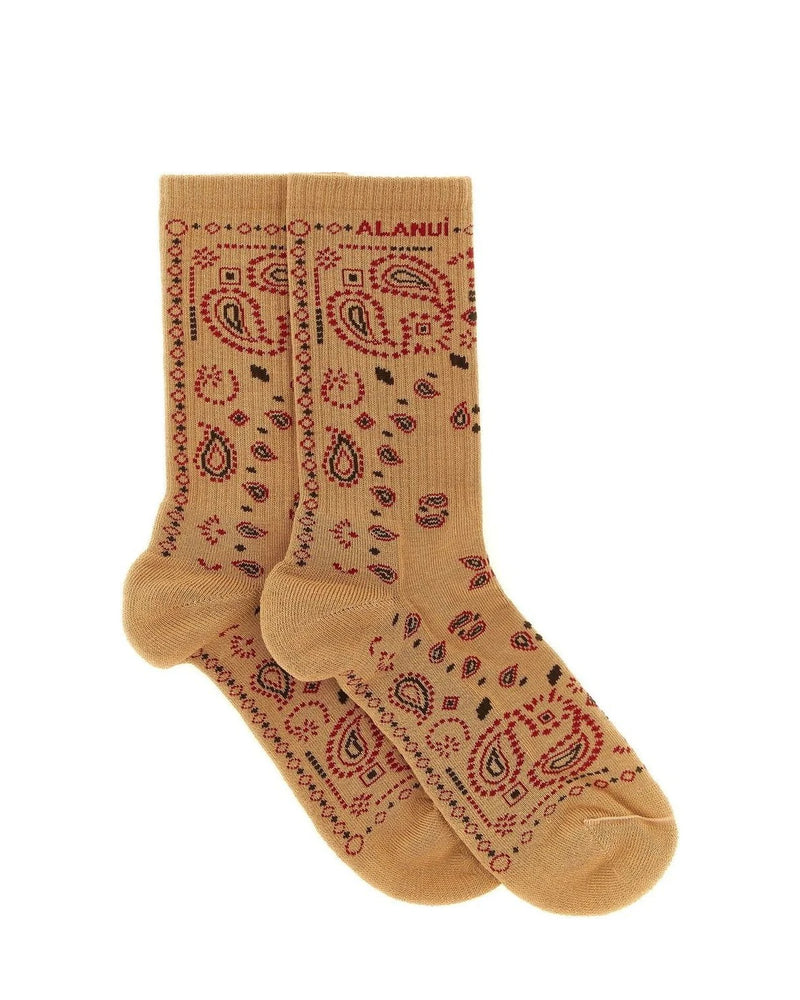 Alanui Crew Sock in beige, Cotton