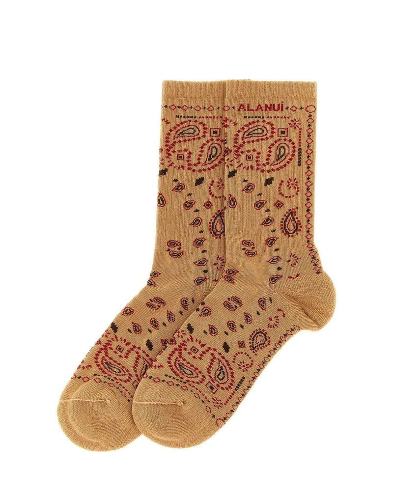 Alanui Crew Sock in beige, Cotton — view 2