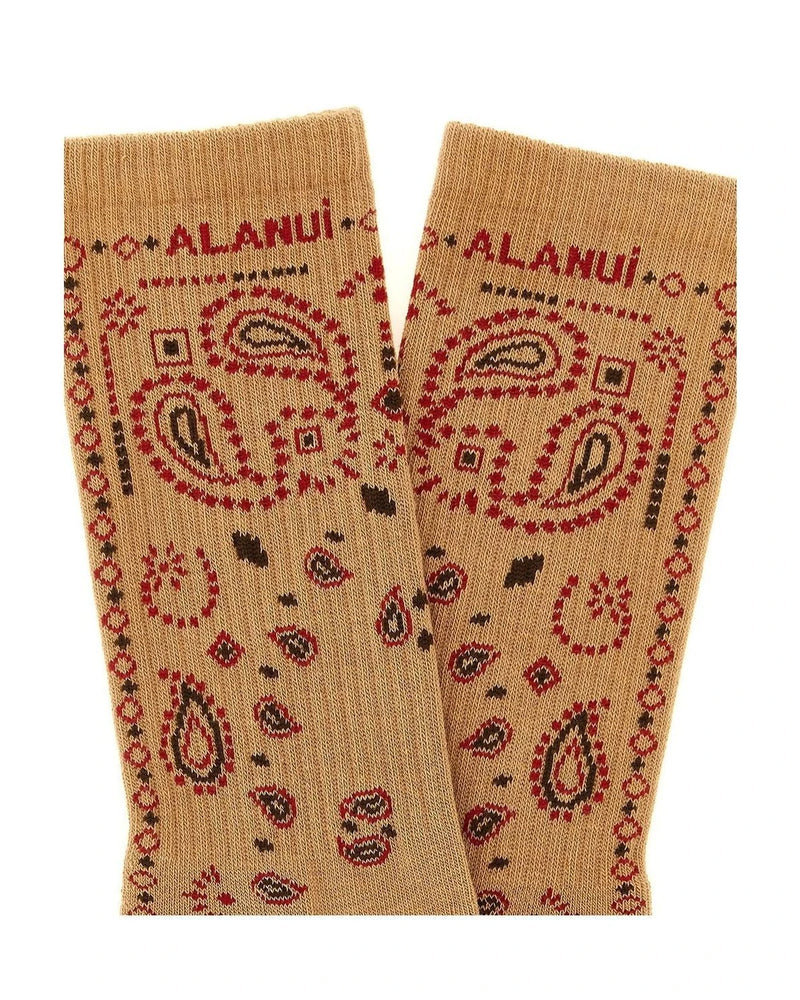 Alanui Crew Sock in beige, Cotton — view 3