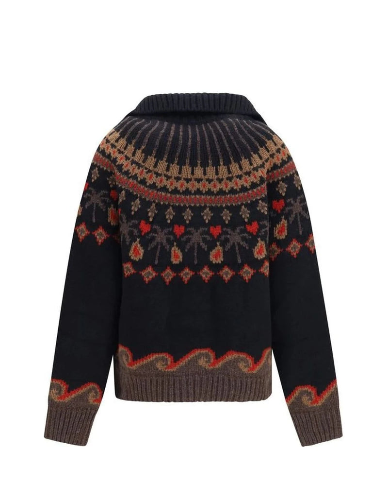 Alanui Cardigan in multicolor, Fleece Wool — view 2