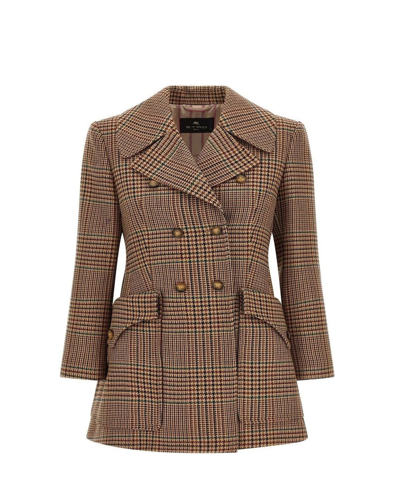 Etro Pea Coat in brown, Wool