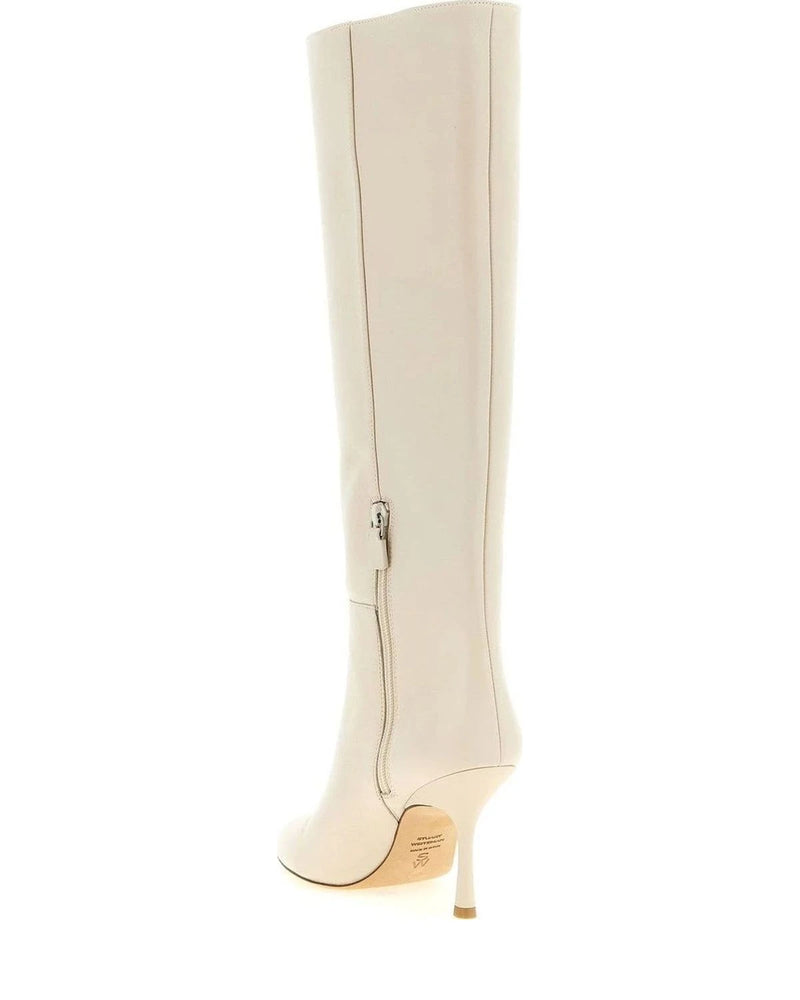 Stuart Weitzman Knee High Boots in white, Lamb Leather — view 3