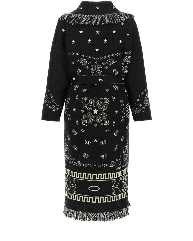 Alanui Wrap Coat in black, Virgin Wool — view 2
