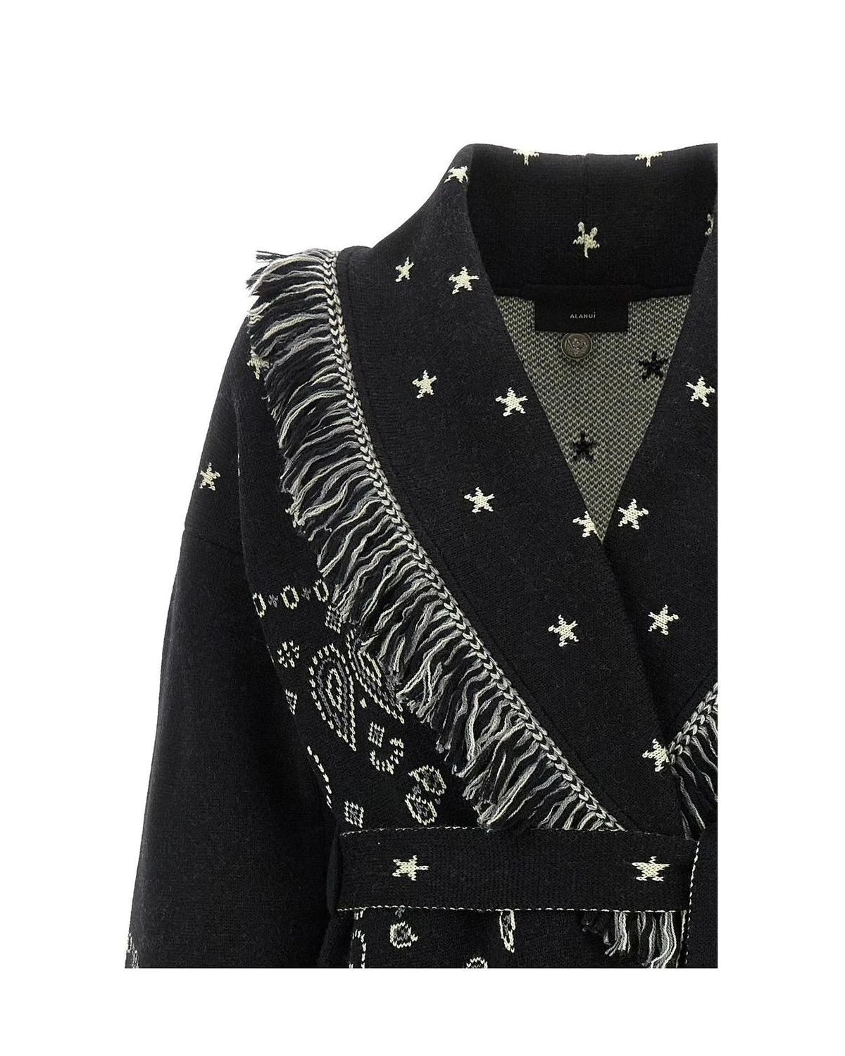 Alanui Wrap Coat in black, Virgin Wool — view 3