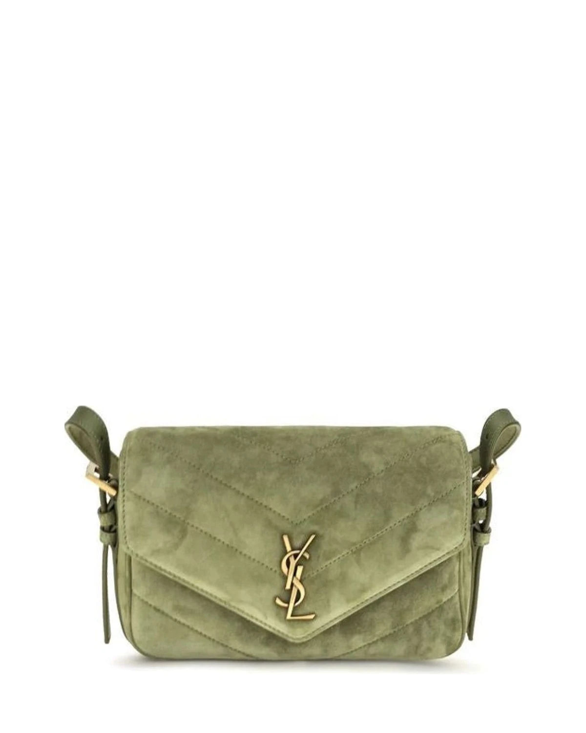 Saint Laurent Cross Body Bag in green, Suede