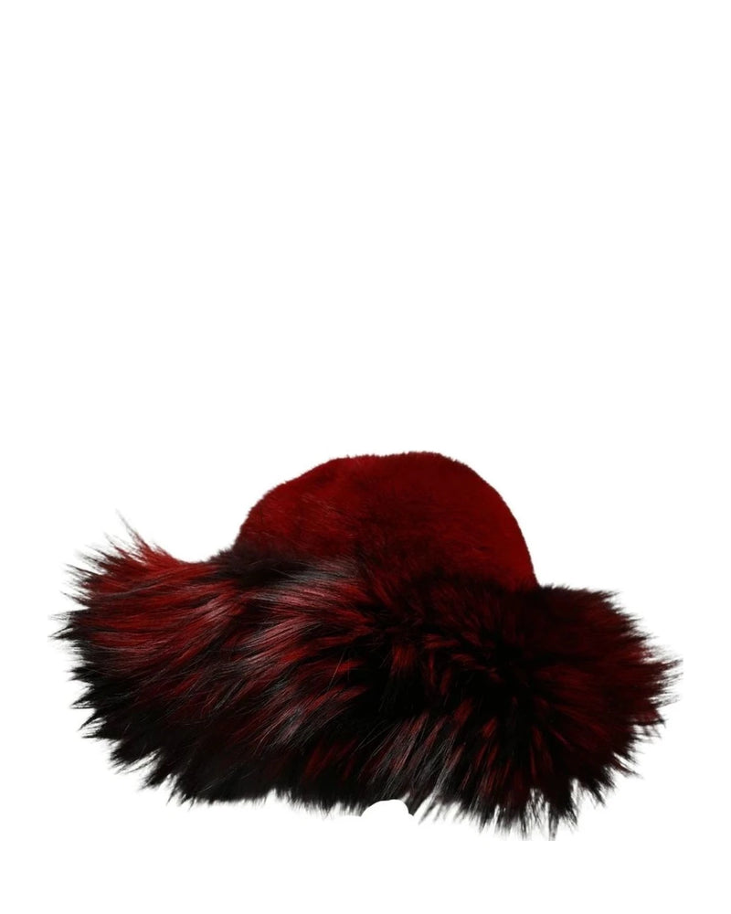 Dolce & Gabbana Bucket Hat in red, Fox Fur — view 3