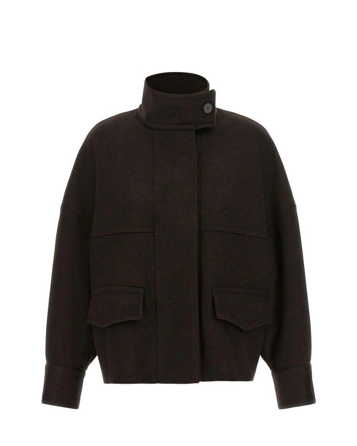 Alberto Biani Brown Wool Bomber Jacket
