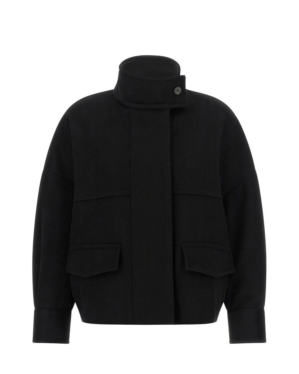 Alberto Biani Black Wool Bomber Jacket
