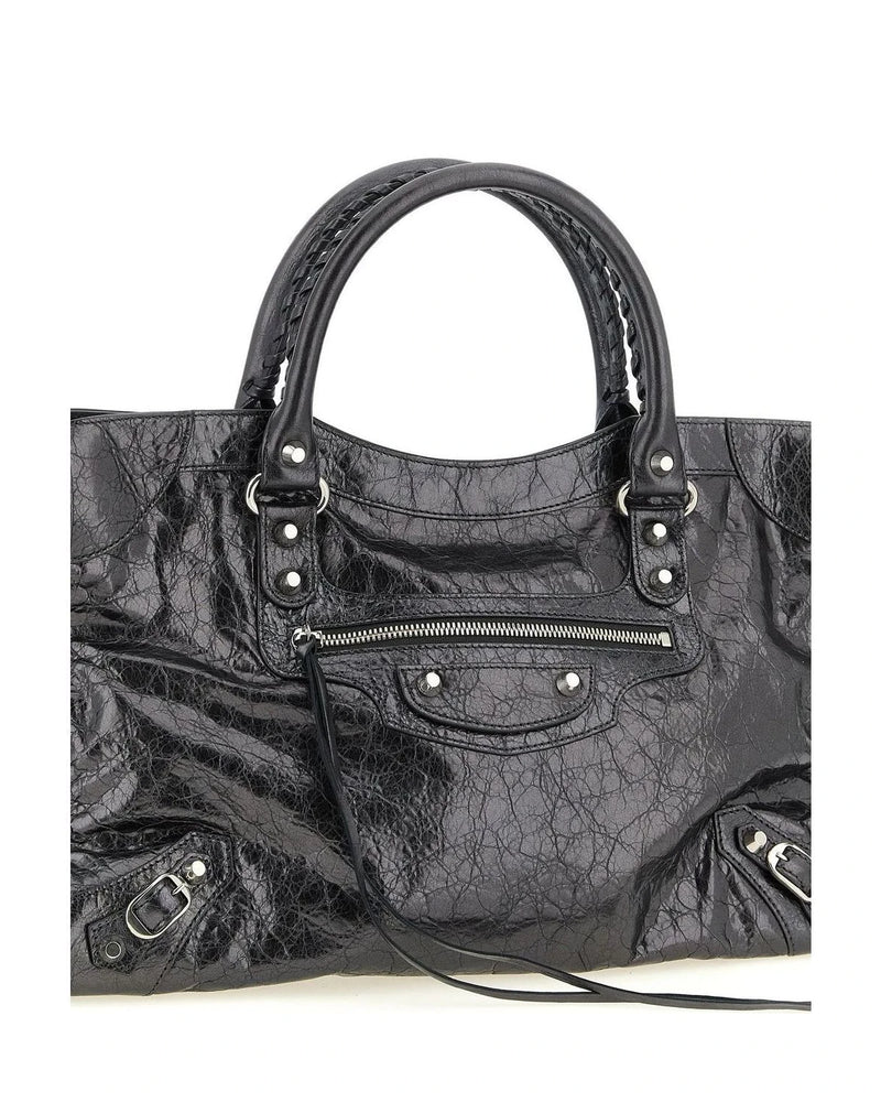 Balenciaga Satchel Bag in silver, Lamb Leather — view 3