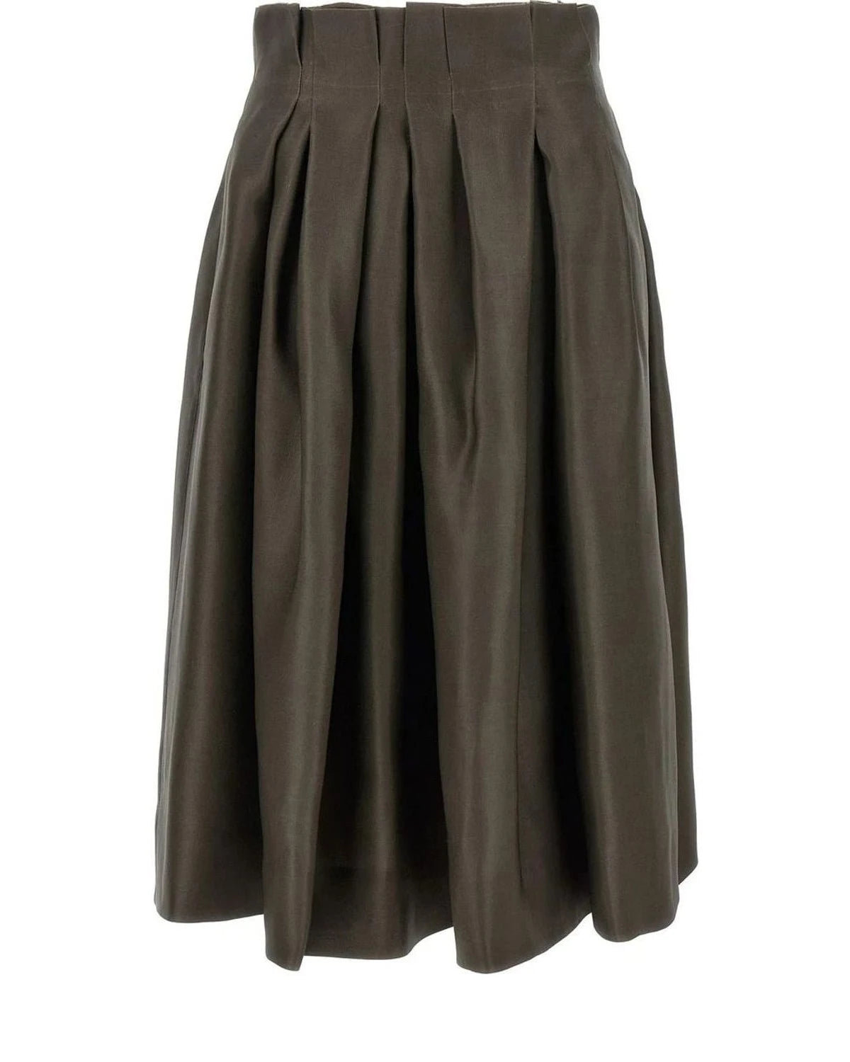 Khaite Brown Silk Skirt