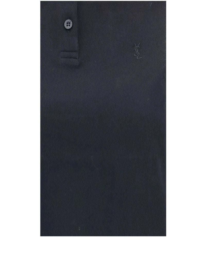 Saint Laurent Polo in navy, Recycled Cotton — view 3