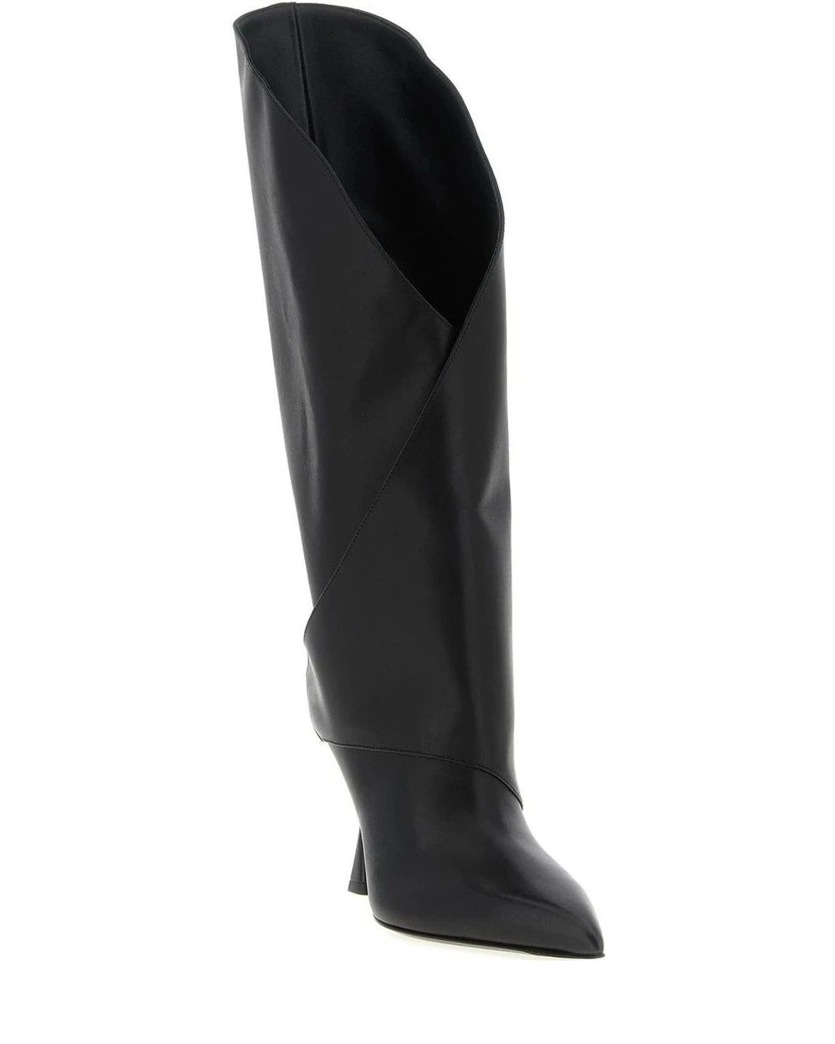 Balmain Knee High Boots in black, Calfskin Leather — view 2