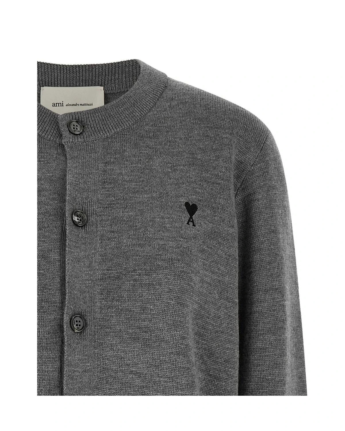 Ami Paris Cardigan in gray, Wool — view 3
