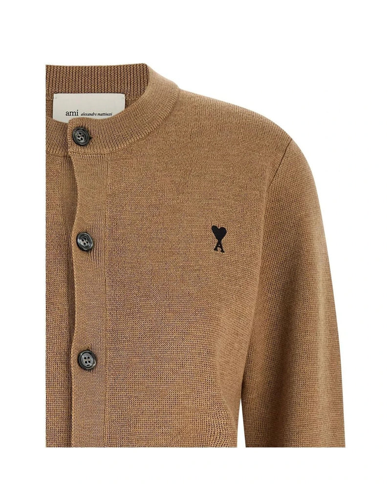Ami Paris Cardigan in beige, Wool — view 3