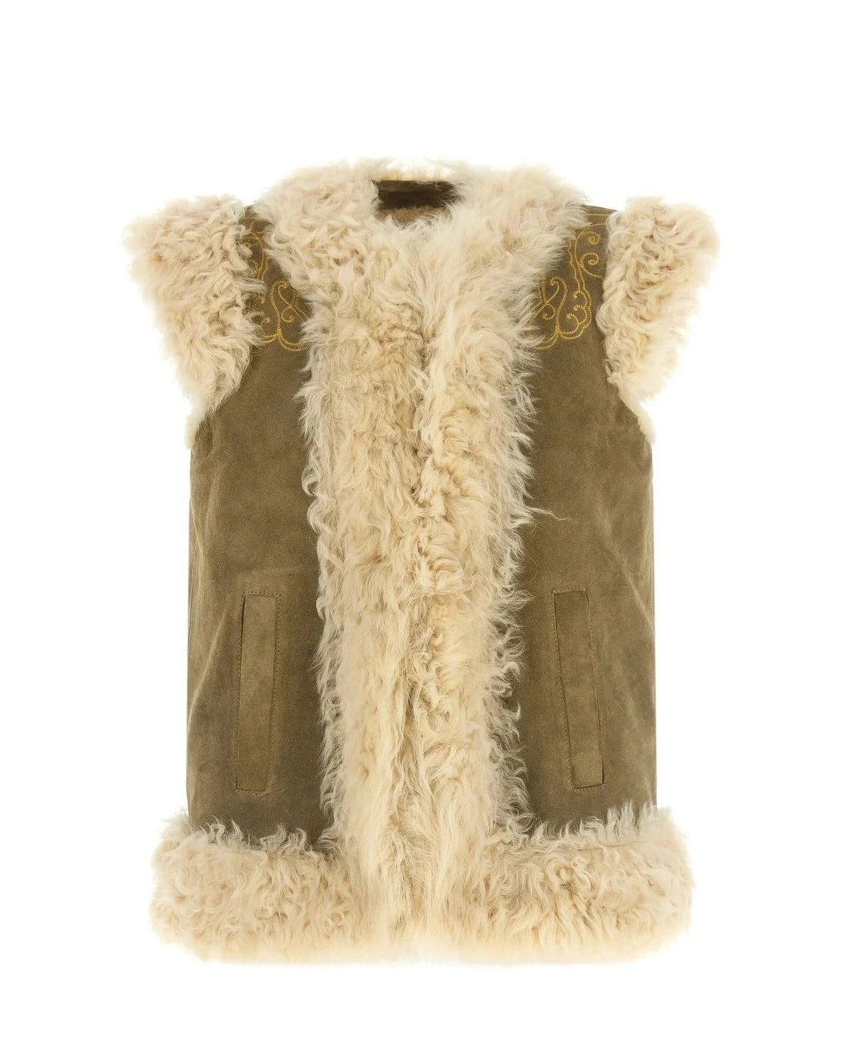 Etro Vest in beige, Lamb Fur